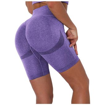 #PP Pantalones cortos deportivos sin costuras para mujer,mallas ajustadas de cintura alta para gim 