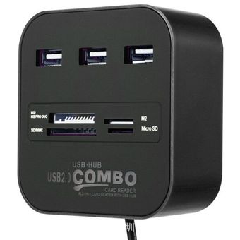 Concentrador de red USB 2 0 de 3 puertos  ranura para Lector de Tarj.. 