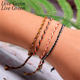 Pulsera De Tejido De Cuerda De Bohemia Brazaletes De Amistad 