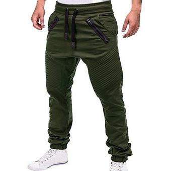 Pantalones deportivos para hombre,pantalones masculinos de chándal en color sólido,con espacio multibolsillos para hombre,con cordón de ajuste de buena calidad #FK111 Khaki 