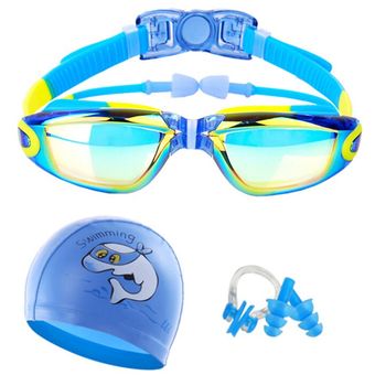 para nadar con bolsa y tapa de silicona Gafas de natación antiniebla para niños y niñas Protector UV antifugas 
