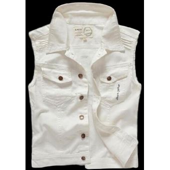 Nuevo chaleco de mezclilla con bolsillos de algodón ajustado Jean Chaleco de diseño de moda ca HON 