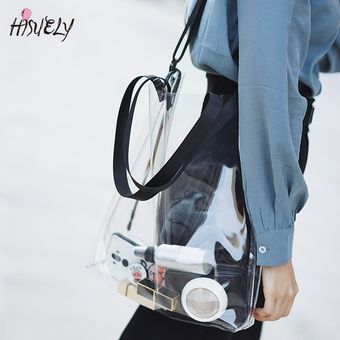 bolsas transparentes para las mujeres claro bolso de hombro Casual mujer versátil cartera de mano mensajero moda bolsa de gran capacidad bolsas #Brown 