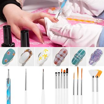 GENERICO Kit 5 Pinceles Para Uñas Acrílico Manicure Pincel Acrílico