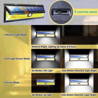Lampara solar con sensor de movimiento y luz interior y exterior 24 LED COB 