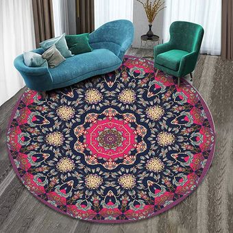 alfombra para dormit Alfombra redonda de Mandala para sala de estar 