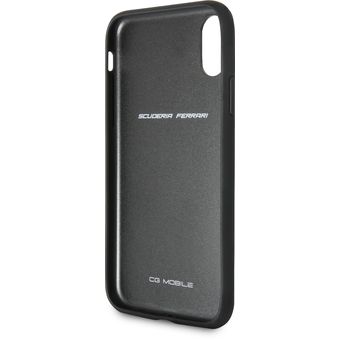 Case/Funda Ferrari de Piel Color Negro con Logo Plateado iPhone SE