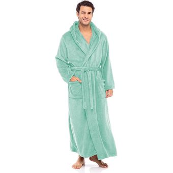 Bata de baño cálida para mujer, talla grande, bata de baño con capucha y  bolsillos (color azul claro, talla: XL)