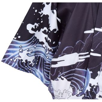 Kimono Cardigan Verano Vestido Japones Dama Chifon Dragon Color Negro 