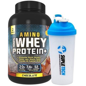 100% Amino Whey Protein 2 lb-Foodtech Choco + Shaker White - Generico