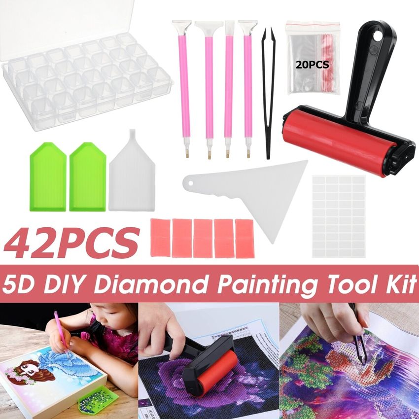 accesorios para pintura de diamante DIY con bandeja de plástico para taladrar pegamento Juego de 2 bandejas organizadoras para pintura de diamantes 5D kit de herramientas de manualidades 