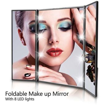 1Pc maquillaje Led espejo maquillaje cosméticos dama plegable portátil compacto espejo de bolsillo 