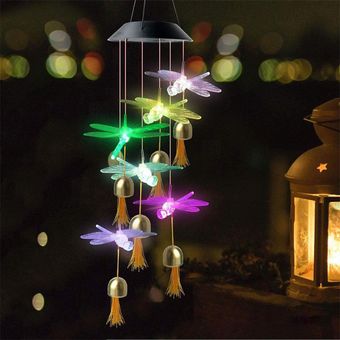 Solar al aire libre del carillón de viento metal de la lámpara LED de Bell Decoración Animal Styling 