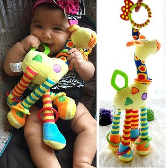 Bebé infantil desarrollo suave jirafa animal handbells de casas de ruta para juguetes 