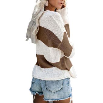 Suéter de manga larga suéter a rayas para mujeres primavera otoño jerseys 