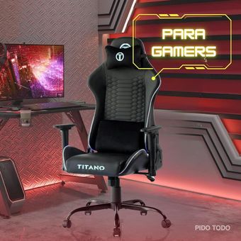 Silla Gamer con Luz RGB Cojín Masajeador Lumbar Ergonómica con Reposapiés  Reclinable Rojo y Negro