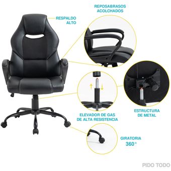 Silla giratoria de escritorio de oficina de malla ergonómica, apoyo lu -  VIRTUAL MUEBLES