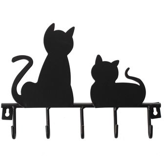 FLYEER Moda Diseño de gato negro Metal Hierro Puerta de pared Montada 