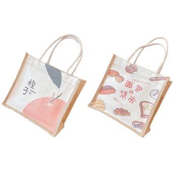 Moda All-Match Japanese Style Small Bag Estudiante Arte Ventilador Bolso de lona y Naranja colorida 