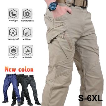 #IX Black Pantalones de camuflaje tácticos para hombre y mujer,pantalón clásico militar con múltiples bolsillos para senderismo al aire libre 
