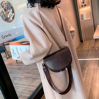 bandolera #Brown Bolso cruzado con patrón de cocodrilo para mujer 