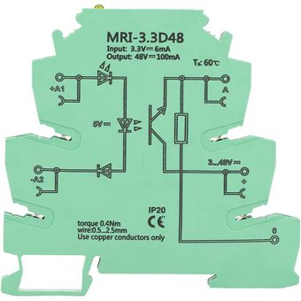 MRI-3.3D48 DC acoplador fotoeléctrico aislante Módulo de relé PLC Entr 