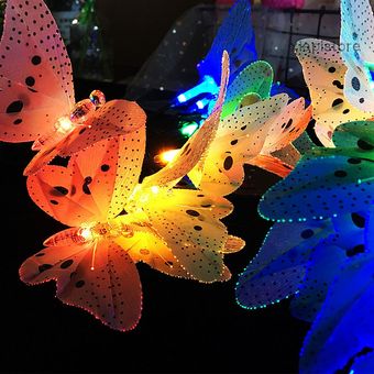 1220 LED Energía Solar Fibra Óptica Mariposa Libélula Cadena Luz Decoración de jardín 