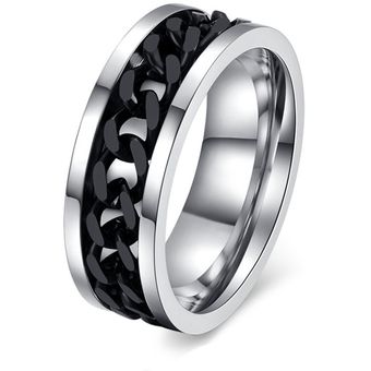 Entrega Gratuita Anillos De Cadena De Acero Inoxidable Negro 