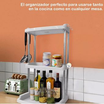 iDesign Organizador de cocina para especias, organizador de armarios grande  de plástico con 3 niveles, práctico