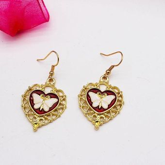 Pendientes Femeninos Góticos Punk Bat Heart Skeleton Cross Pendientes Femeninos Góticos Punk Bat Heart Skeleton Cross