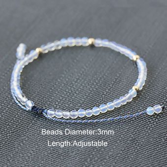Pulsera De Ópalo Natural De 3 Mm De Cuentas Ajustables A 