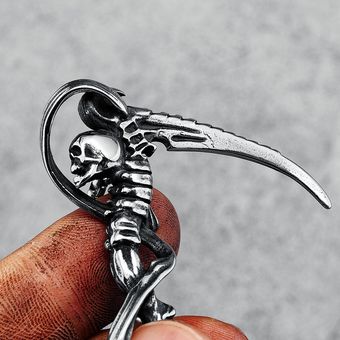 Colares Masculinos De Aço Inoxidável Gothic Sickle Grim Reap