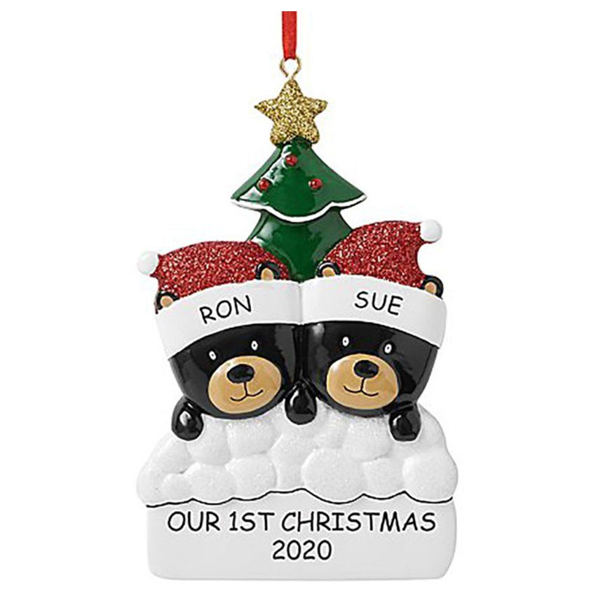Ornamento de navidad creativo navidad PVC Black Oso Colgante DIY Nombre Bendición Palabras Navidad Colgante
