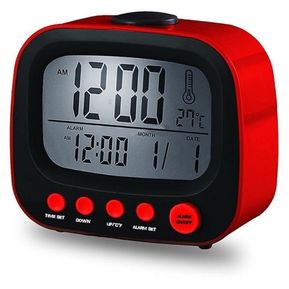Reloj Despertador Coby Retro Calendario 3 Alarma Temperatura-Rojo