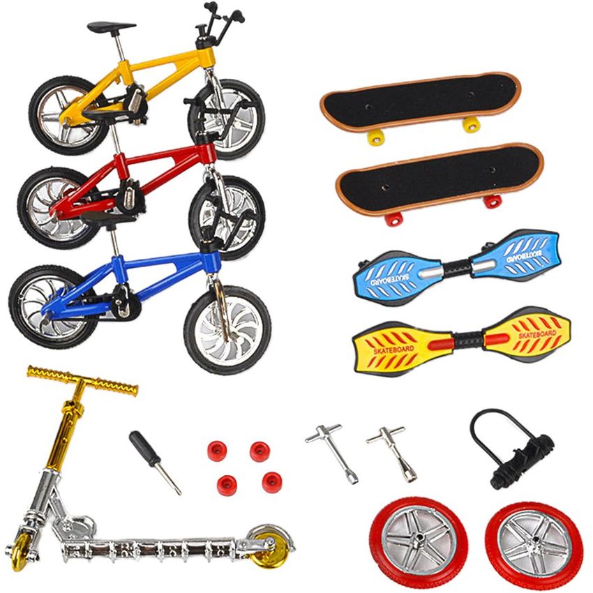Simulación Skateboard Scene Bicycle Model Toys Empresas de mano Coches de juguete Set Bicycle Plegado Scooters Vitality Board Scooters