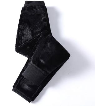 Pantalones vaqueros gruesos de invierno para mujer pantalón vaquero sólido de cintura alta #Beige Bootcuts negros ajustados e informales P9557 XYX 