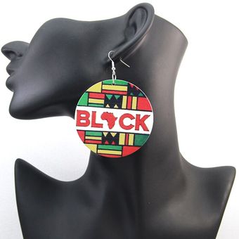 Somesoor Impreso Black Power Pendientes De Madera Africanos 