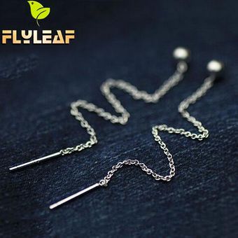 Flyleaf 925-pendientes Largos De Plata Esterlina Elegantes 