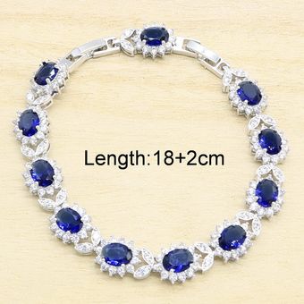 Blue Cubic Zirconia Silver Novia Jewelry Set Women Collar 
