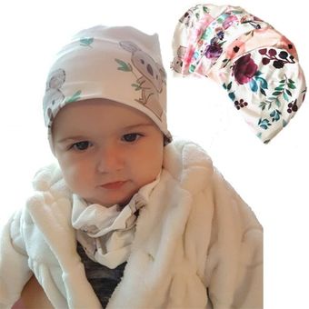 #pink flowers de algodón de primavera conjunto con gorro 