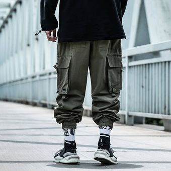 pantalones sueltos para hombre #Black pantalones Harem de primavera Pantalones negros Cargo para hombre Hip Hop pantalones de chándal Jogger Harajuku pantalones M- WOT 