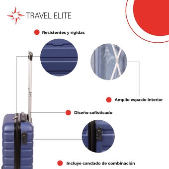 Maleta de Viaje Travel Elite Rígida Pequeña Ruedas 360 y Candado de  Combinación