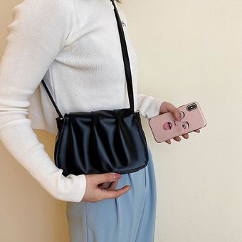 Forma de las nubes bolsa Fold Diseño Bolso de hombro de cuero bolso de la honda para niñas 