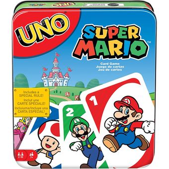 Mattel Games Juego de cartas UNO, juguete para niños y adultos, juego  familiar para acampar y viajar en caja de lata de almacenamiento (exclusivo  de