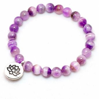Pulsera De Cristal Púrpura De Piedra Natural Oración Yoga De 