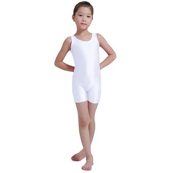 #White niños pequeños tanque Unitard Biketard traje para niñas BalletSkate leotardo gimnasia danza Unitards DJL 