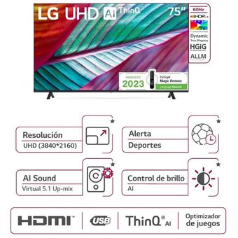 Combo Smart Tv LG 75 4KUHD Ai ThinQ+Barra de sonido convertible