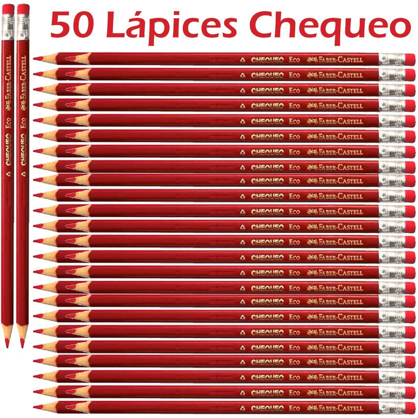 50 Lápices Chequeo Rojo Carmín Faber Castell Triangugular