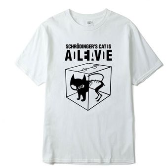 Camiseta para hombre Camiseta de algodón de alta calidad con estampado de gato Schrodinger camiseta de manga corta para hombre camiseta informal para hombres con estampado de Big Bang Theory Black 