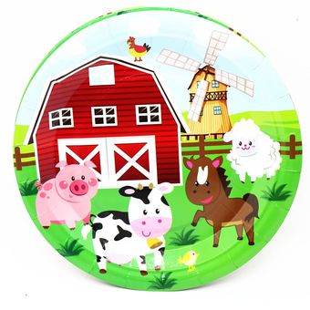 Fiesta Temática de vaca suministros de coración para fiesta granja Animal plato 
